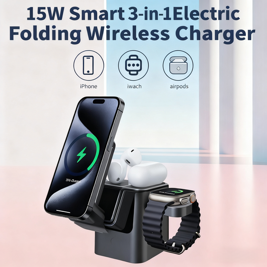 Apple Mobile Phones, Watches, Earphones, Portable Detachable Fast Charging Charger, New Three-In-One Wireless Charger