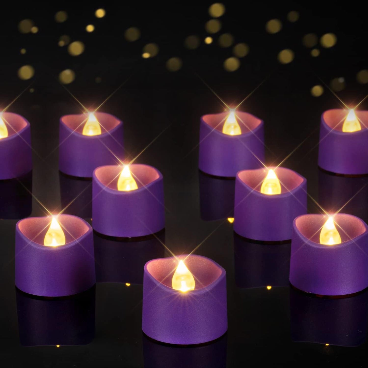 24 flickering flameless candles, simulated LED tea candles, suitable for various festival and event venues.