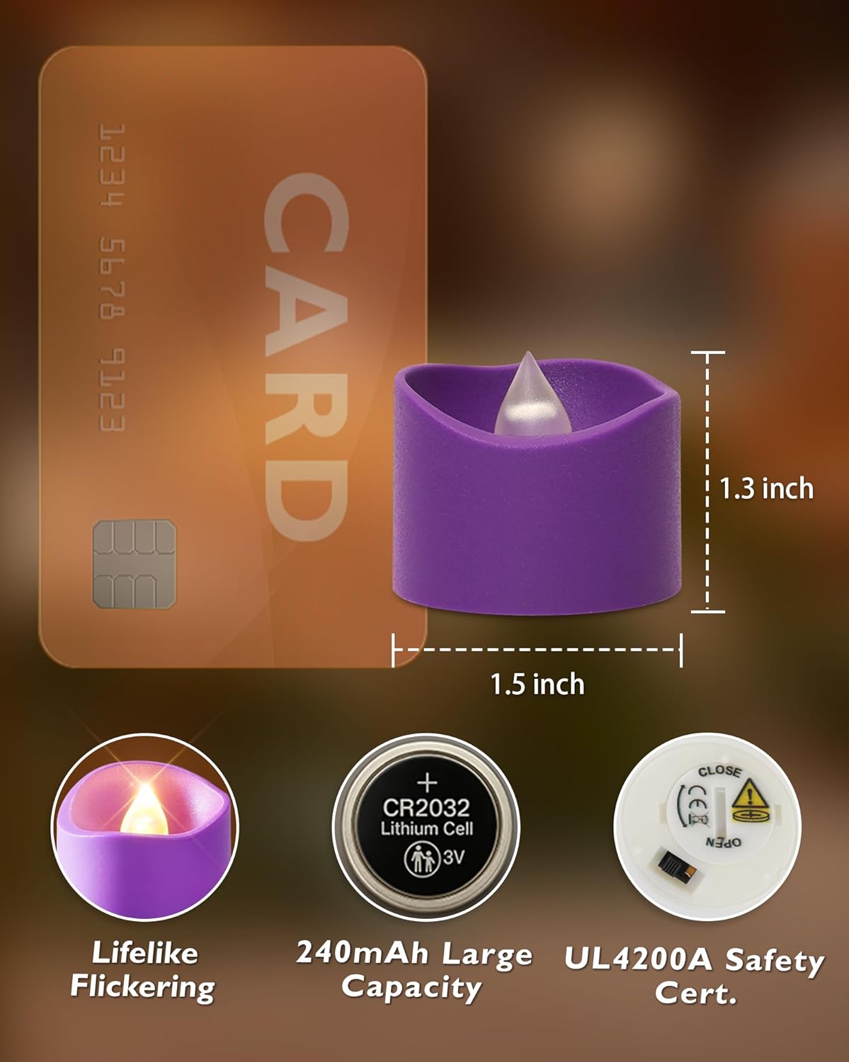 24 flickering flameless candles, simulated LED tea candles, suitable for various festival and event venues.