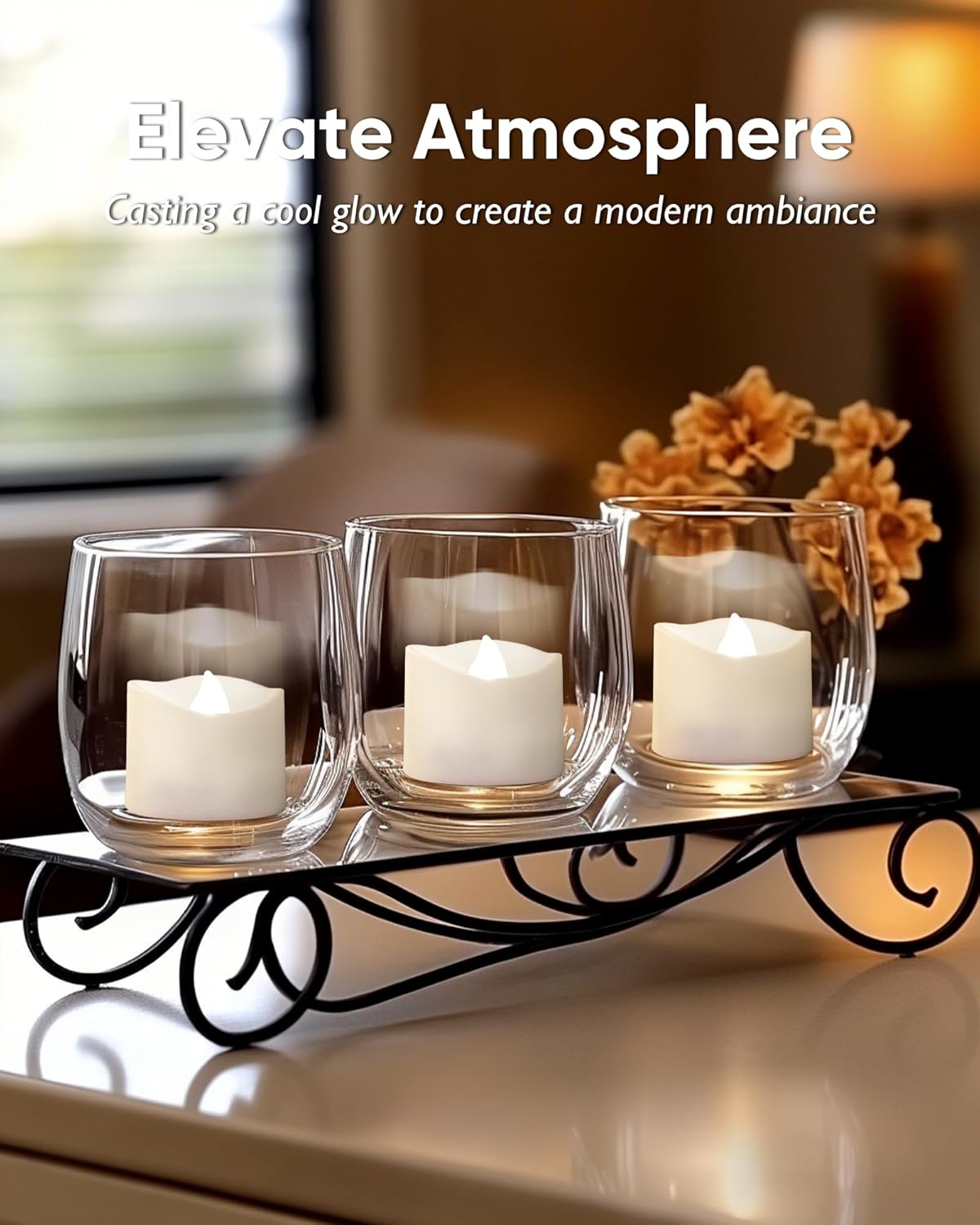 24 flickering flameless candles, simulated LED tea candles, suitable for various festival and event venues.