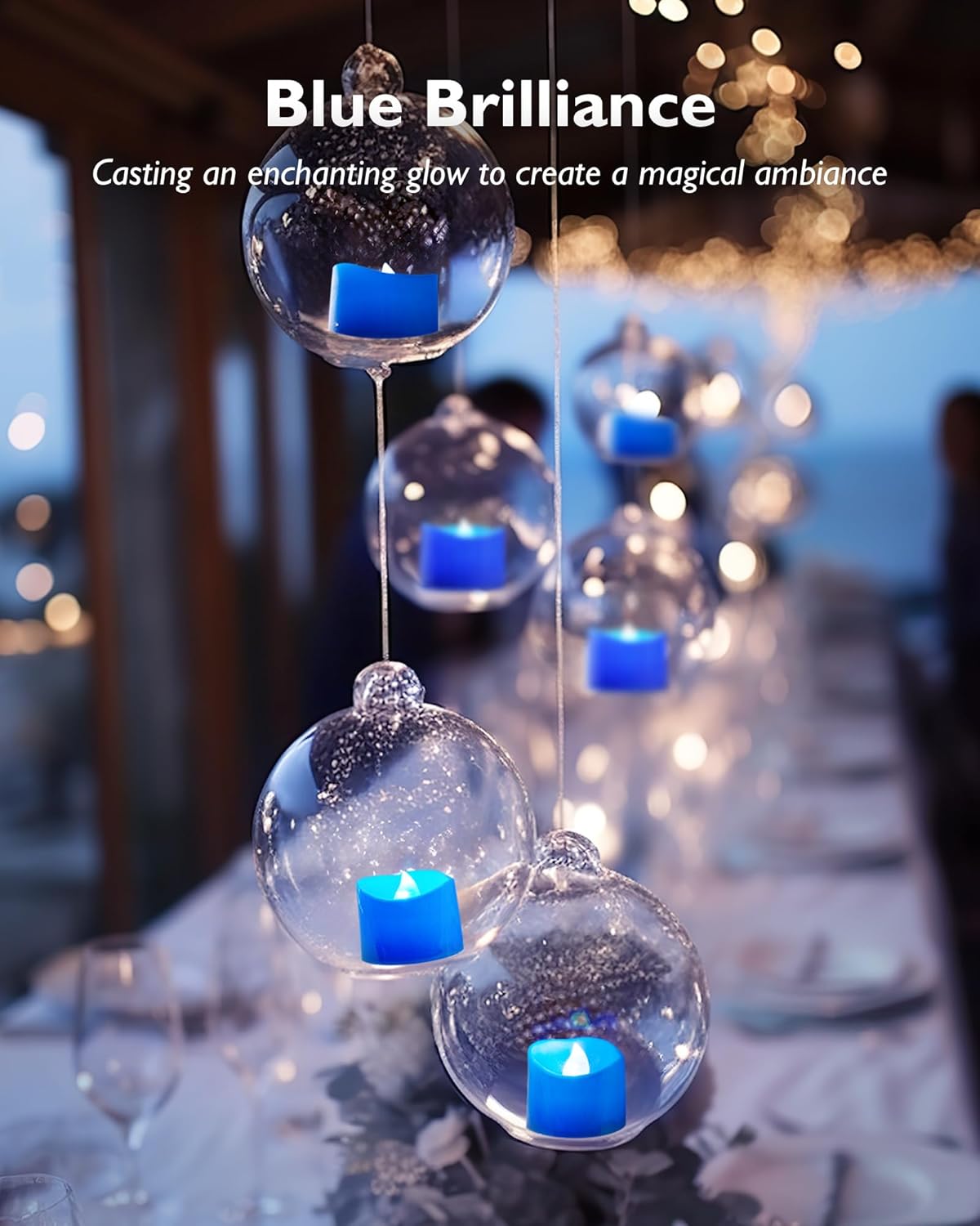 24 flickering flameless candles, simulated LED tea candles, suitable for various festival and event venues.