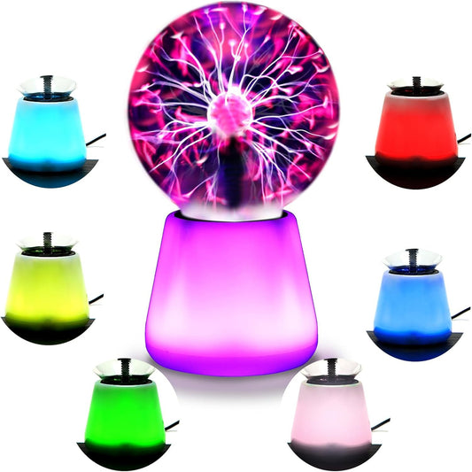 3.5 Inch Plasma Ball Lamp - Touch and Sound Sensitive Electric Globe with Lightning Effects - Plug-in Energy Ball for Parties, Room Decor, and STEM Learning - Static Electricity Sphere for Kids