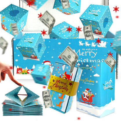 Surprise gift box bursting with money, surprise gift box filled with money, Merry Christmas surprise gift box, folding bouncy explosion gift box, money surprise gift box