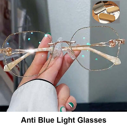 💥New Arrival✨Women's Synthetic Diamonds Rimless Anti Blue Light Glasses